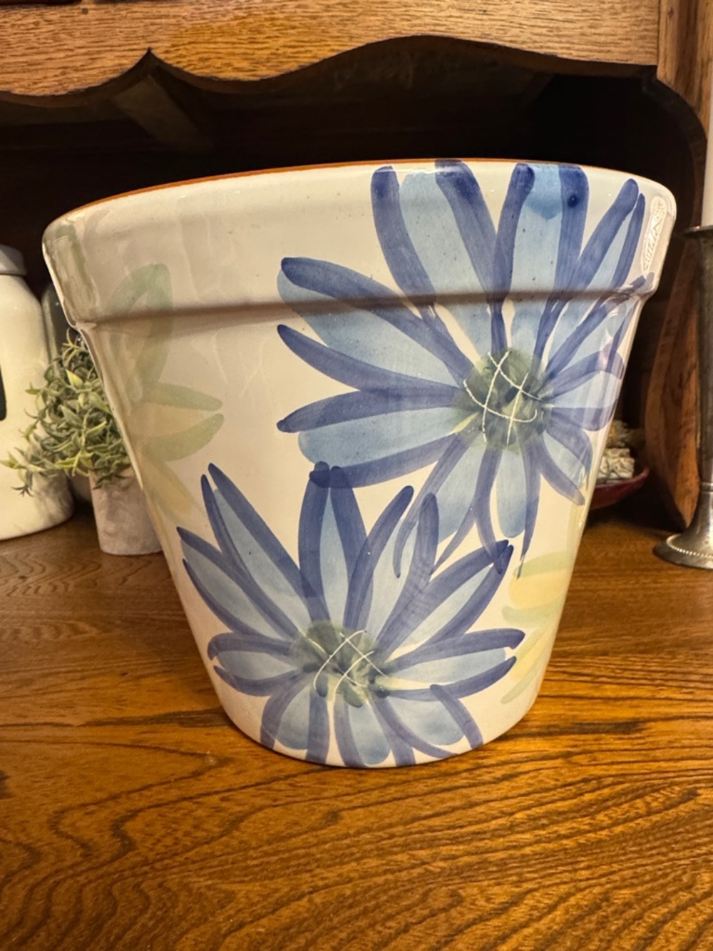 7” New England Terracotta Made in Portugal Hand-Painted Floral Large Planter